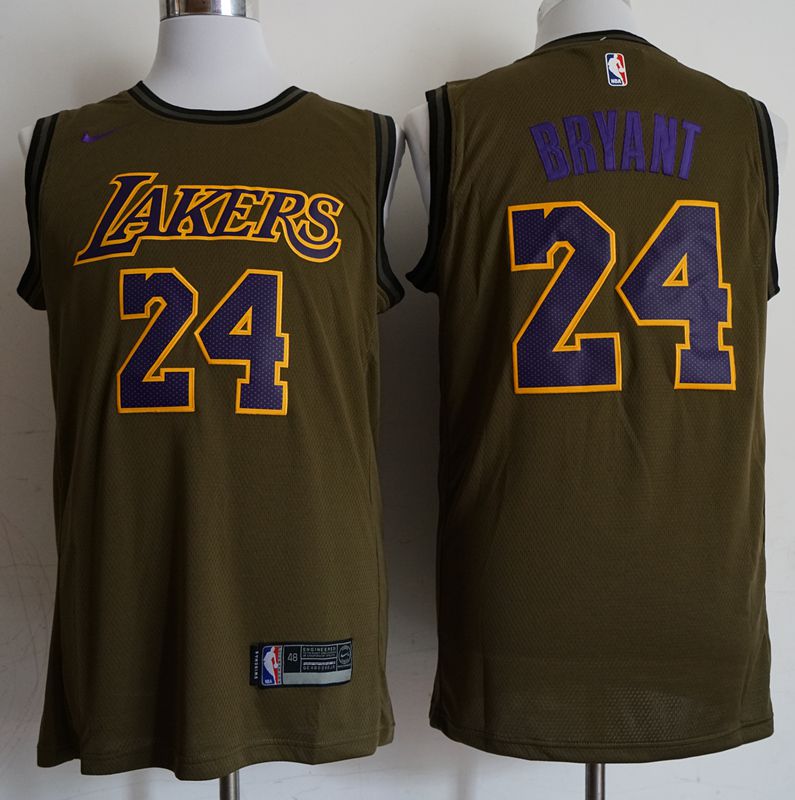 Men Los Angeles Lakers  #24 Bryant Military green Game Nike NBA Jerseys->green bay packers->NFL Jersey